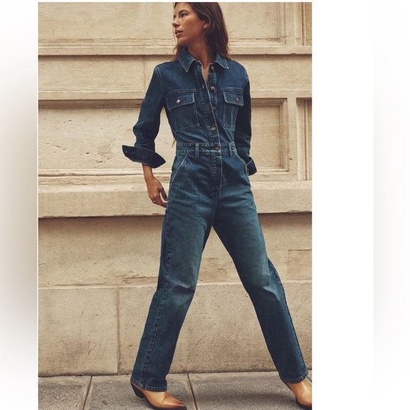 Zara Z1975 FRONT POCKETS DENIM JUMPSUIT